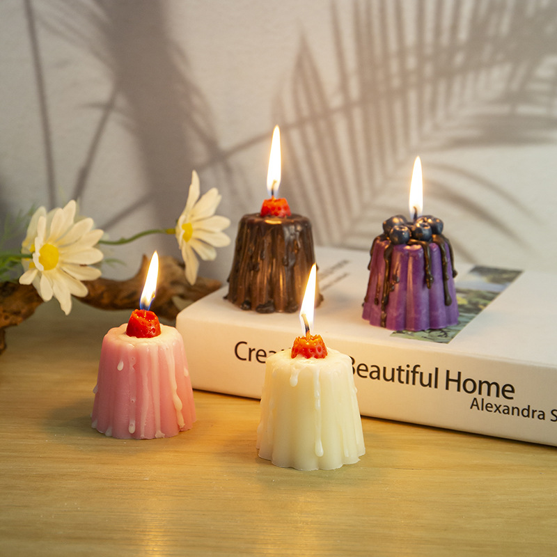 1Pc Cute Pudding Aromatherapy  - Home Fragrance Blueberry Scented Candle 评论和价格