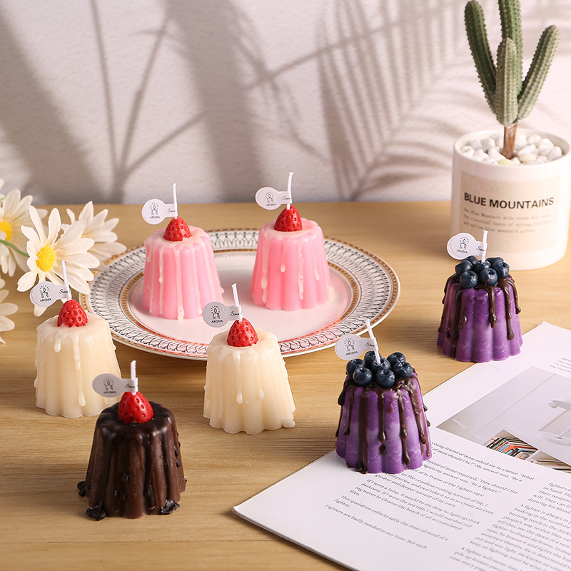 1Pc Cute Pudding Aromatherapy  - Home Fragrance Blueberry Scented Candle 评论和价格